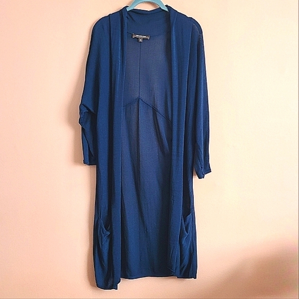 Melanie Lyne Deep Blue Lightweight Duster Cardigan – Size L